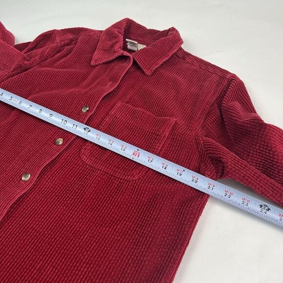 LL Bean Wide Whale Corduroy Relaxed Comfort Shirt S Red Shacket cabincore boho - Picture 6 of 13